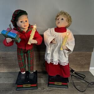 VTG 1993 Holiday Creations Noel Boy 24” Animated Lighted Figures~2 Pc Set